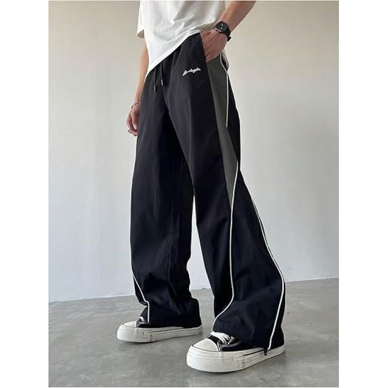 High Street Loose Wide Leg Sweatpants Unisex Striped Athletic Pants