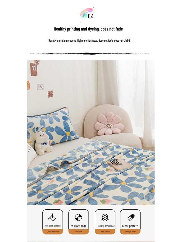 Milk Velvet Coral Fleece Flannel Blanket: Thick, Cozy Sofa Cover or Office Nap Blanket. Perfect Gift.