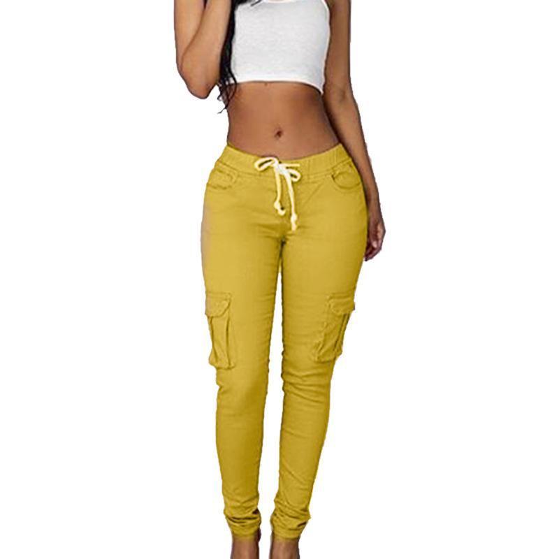 Fashionable Sexy Women High Waist Stretch Slim Casual Pants With Elegant Pockets