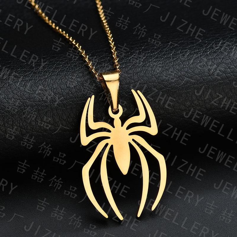 Stainless Steel Spider Necklace: Creative Spider-Man Movie-Inspired Titanium Pendant