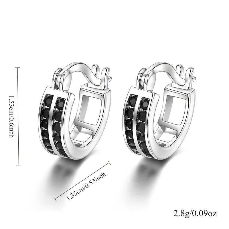 Para miedzianych kolczyków | Kolczyki koła Shadow Square z podwójnym rzędem czarnych kamieni, Eleganckie i luksusowe na co dzień i na specjalne okazje