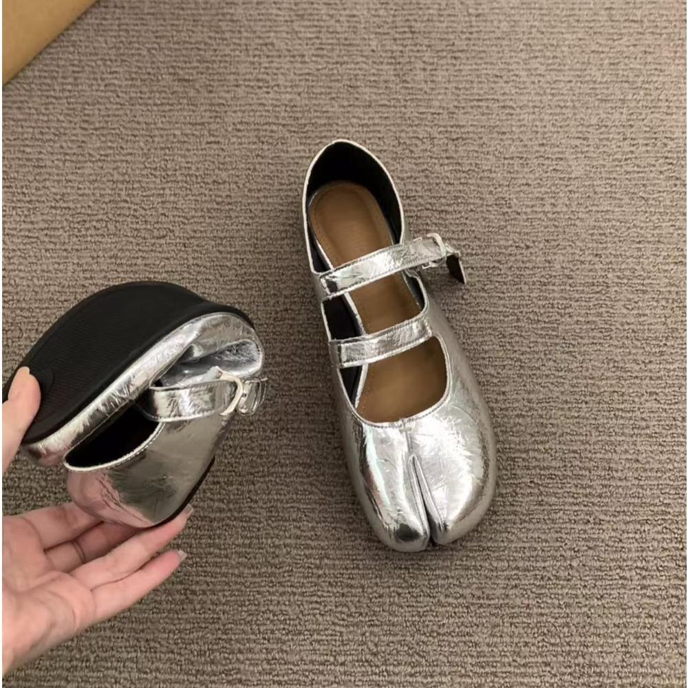 Mode Weiches Leder Zehentrenner Damen Tabi Ballerinas Frühling Herbst Bequeme Walking Slipper Lässige Mädchen Tanzschuhe