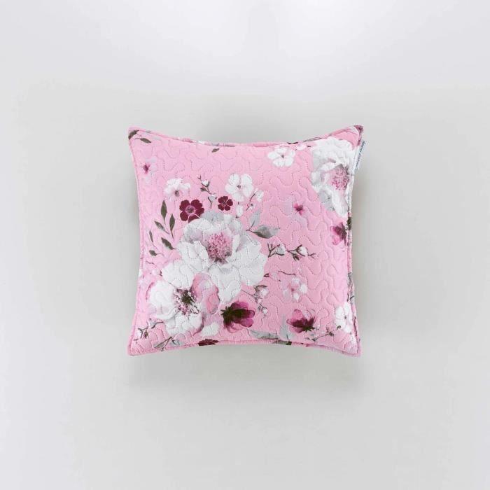 Housse de coussin - Velvet - Flower - 45x45cm - Microfibre - Rose et Multicolore