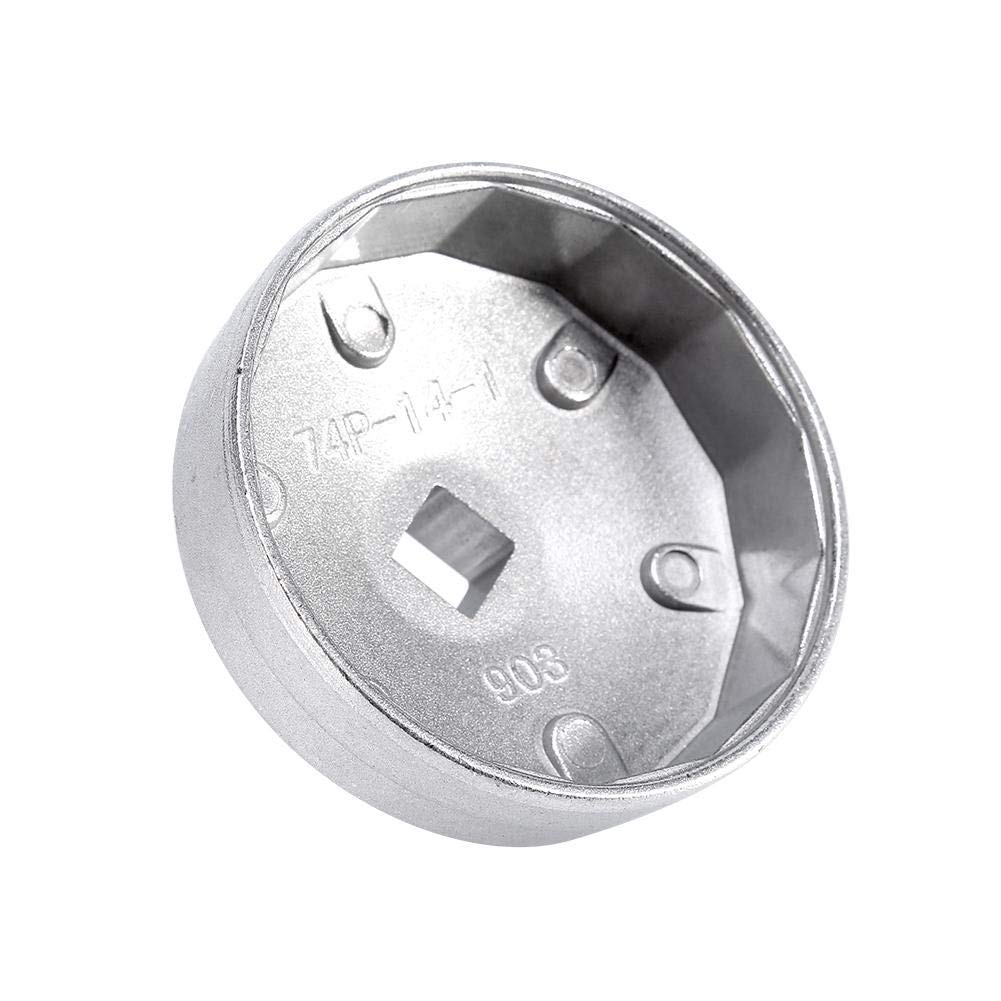 Elerose 74mm Filter Wrench, Aluminum 14 Flute Filter Wrench Socket Remover Tool 903(Silver)