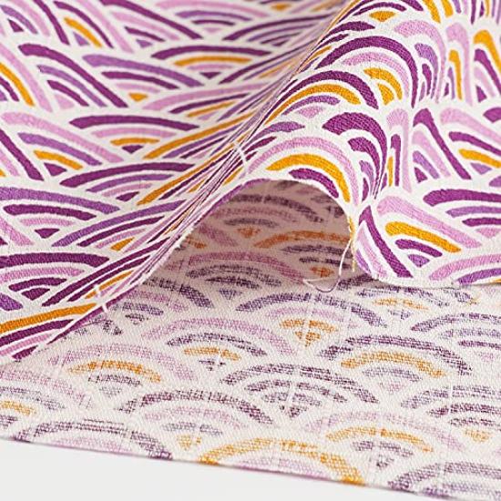 Raw 110cm x Japanese cut Japanese made in cut approximately 110cm x Wave navy young leaves wool, 50cm, pattern, Seigaiha, cloth, style, cotton, Japan,