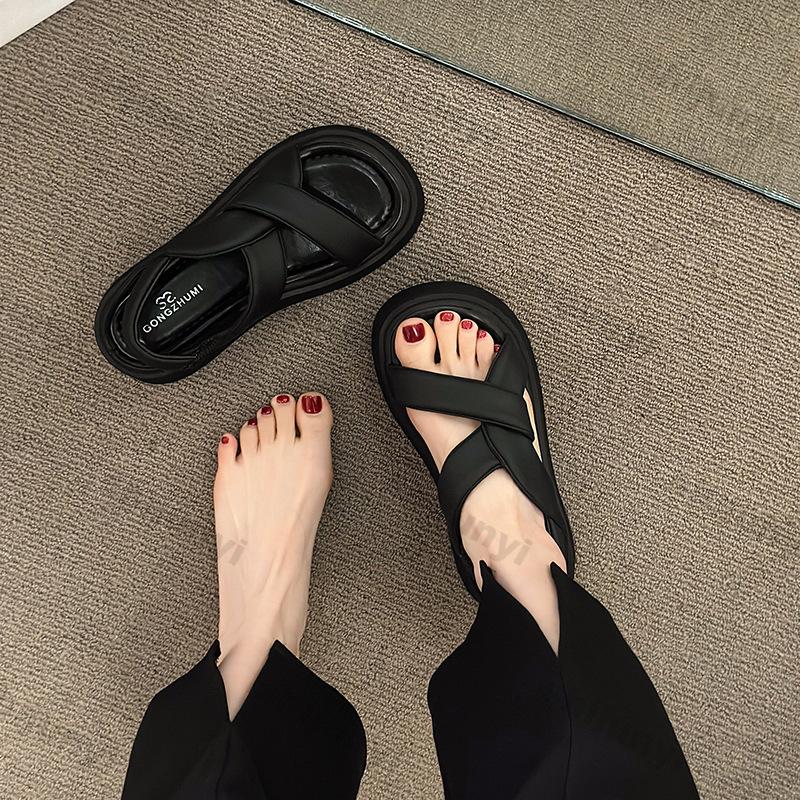 Fashion Girls' Roman Sandals 2025 Summer New Platform Height Increase Soft Sole Beach Shoes Outdoor Fashion Comfortable Casual Shoes