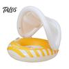 Baby-Schwimmring mit Baldachin, Aufblasbarer gestreifter Pool-Schwimmring für Kleinkinder Jungen Mädchen, UV-Sonnenschutz-Schwimmring mit Sicherheitsitz, Griff