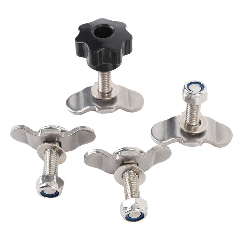L Track Tie Down Fittings M8x35mm Stainless Steel Double Lug Threaded Stud Nut Kit for Truck Bed Trailer Cargo Control