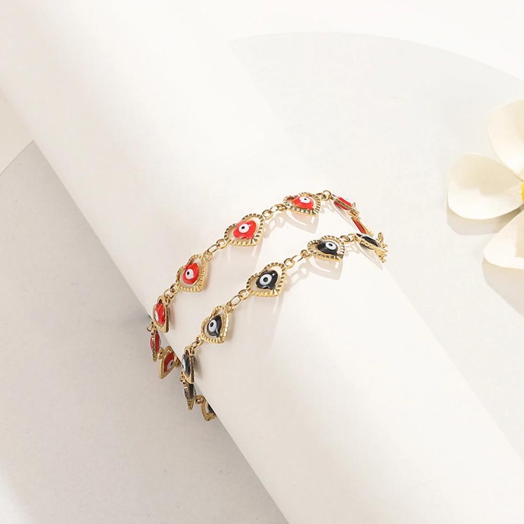 Fashion Stainless Steel Bracelet Loving Evil Eye Enamel Bead Jewelry Men and Women Devil Eye Bracelet Mexico Turkish Boho Gifts