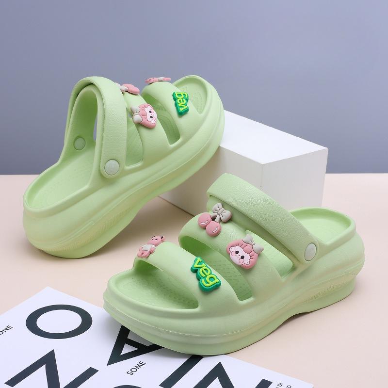 Fashion 2025 Summer Open Toe EVA Women’s Slippers Round Toe Appliques Platform Comfortable Slippers for Outdoor Daily Casual Sandals