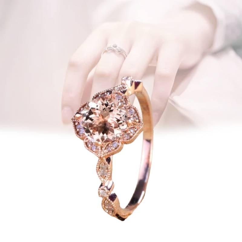 Elegant 18k Rose Gold Plated Zircon Princess Engagement Ring For Women In Sizes 6-10