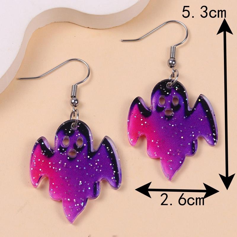 Personalized Colorful Bat Ghost Halloween Earrings Cartoon Pumpkins Spider Acrylic Drop Earring Cosplay Jewelry Accessory Gifts