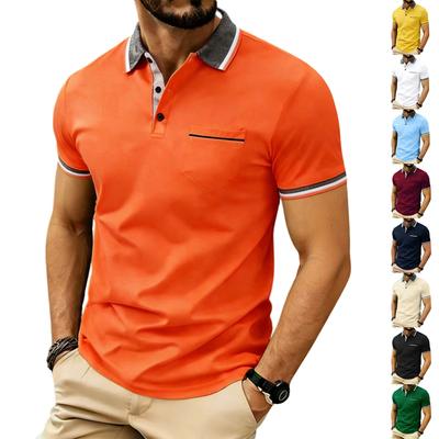 Polo da uomo a maniche corte con colletto e taschino, top casual a vestibilità classica per l'uso quotidiano