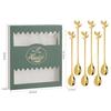 6PCS/Set Stainless Steel Gold Leaf Coffee Spoon 16.4cm Ice-Cream Tea Stirring Spoons for Tea, Coffee