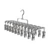 Balcony Laundry Hanger With 20 Clip Frame and Hanging Hook, Plastic Coated Drying Rack for Small Garments and Towels