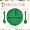 Color Kids 3PCS Baby Feeding Sucker Dishes Plate Set Silicone Tableware With Spoon Fork Training Utensils Children Dinnerware