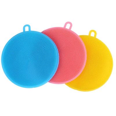 Creative Suction Cup Silicone Dishwashing Brush , Kitchen Cleaning Brush ,3pc ,