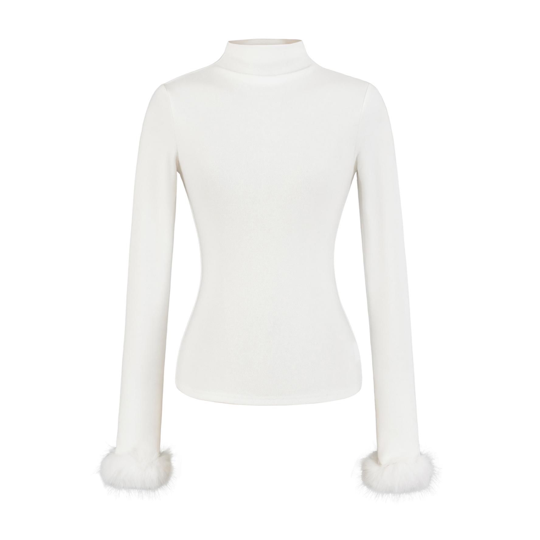 Women s Slim-fit Plush Long-sleeve Turtleneck Base Layer Top Large