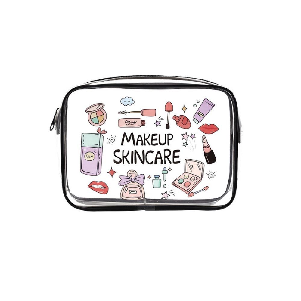

Transparent Makeup Bag Cartoon Pattern Large Capacity Drastring Storage Bag Multi-functional Cosmetics Bag Travel Bussness