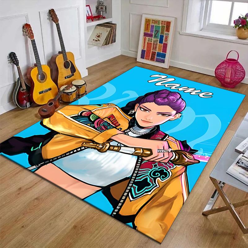 Custom KPop Demon Hunters Mat Personalized Name, Polyester Washable Indoor Entryway Rug, Gift for Christmas, Easter, Thanksgiving Day