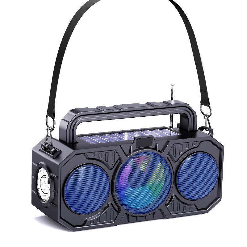 Outdoor Wireless Bluetooth Speaker Dual Solar with Flashlight Card Player Audio Africa