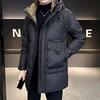 Mittellange bis lange Daunenjacke für den lässigen Winter für Herren, dicke, warme und kältebeständige Kapuzenjacke