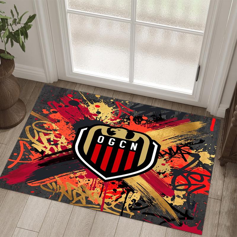 OGC Nizza FC Design Kristall Samt Teppich Gemütlich Nicht?Rutschfester Teppich mit Aufdruck für Schlafzimmer Wohnzimmer Eingang