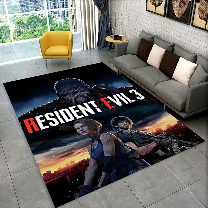 Tappeto Cartoon 3D R-Resident Evil Leon per Camera da Letto Soggiorno Divano Sala Giochi Zerbino Decorazioni per la Casa, Tappeto per Area Bambini Antiscivolo
