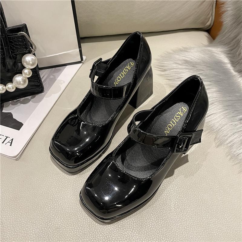 Heels Women Trend Chunky Heels Square Toe Platform Shoes Mary Jane Elegant Fashion Sexy  Luxury Designer Casual Plus Size