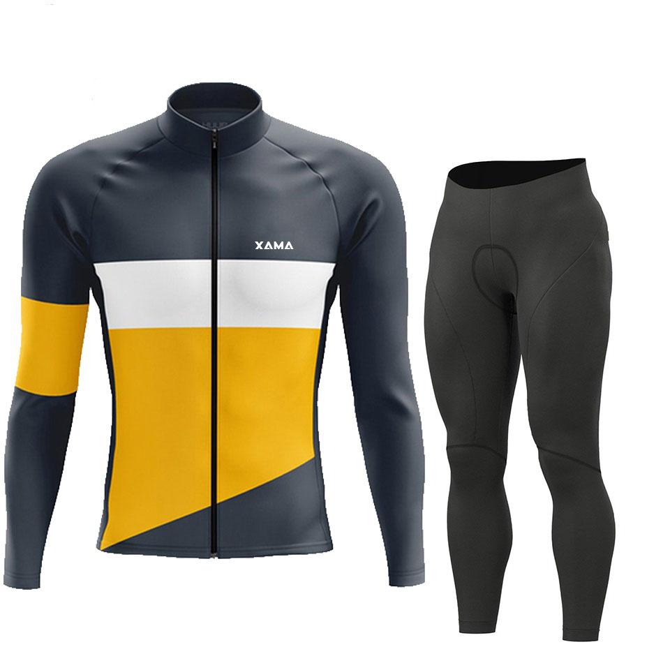 

Pro Cycling Jersey Set, Team Long-sleeved Set, Cycling Clothing, Sporty Breathable Men s Road Cycling Set, MTB Pants, Autumn Set XS