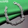 925 Sterling Silver Simple Interlocking Side Chain Exquisite Bracelet Gift Jewelry