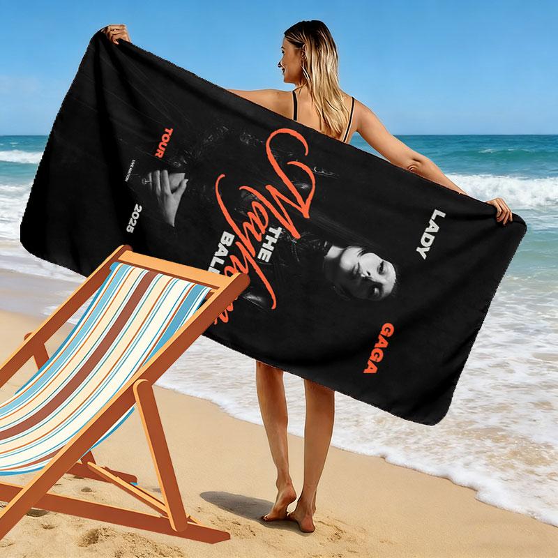 Lady Gaga Print Beach Towel, Large Soft Quick Dry Towel for Beach Camping Swimming
