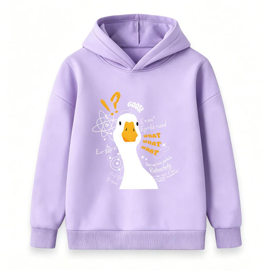 Kids Unisex Boys Girls Hooded Sweatshirt, Funny Curious Goose Print Casual Pullover, Cozy Long Sleeve Lightweight Top for Daily Wear School Outdoor Ac