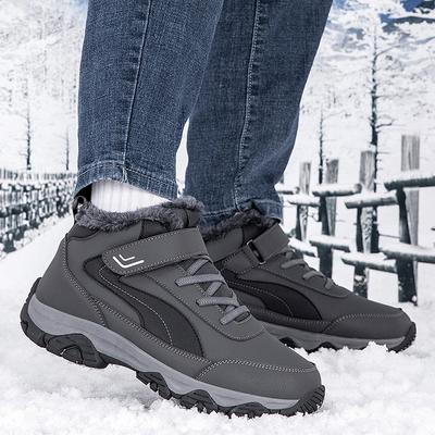 Warm Fleece Lined Anti-Slip Winter Sports Shoes for Men and Women Comfortable Cotton Shoes Dad Step Boots Snow Boots High Top