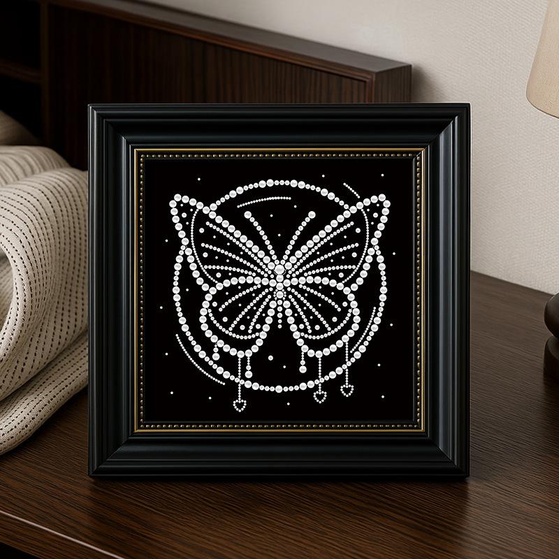 

27x27cm Fireworks Pearl Painting Frame Butterfly Handmade DIY Material Bag Living Room Porch Bedroom Decoration