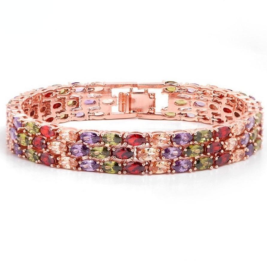 Fashion Colorful Zircon Bracelet Series for Women, Micro Paved Zircon Luxury Jewelry