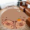 1PC Capybara Flower Orange Round Chair mat Area Rug - Non-Slip, Floor Mat for Office, Bedroom, home decor Christmas Gift c0528102