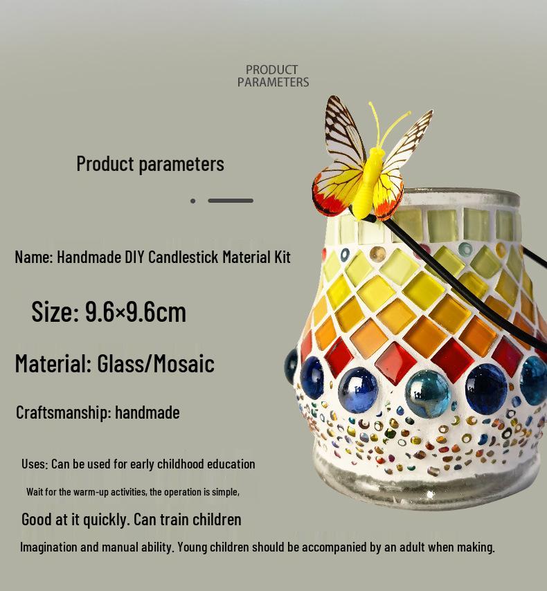 Glass Mosaic Candle Holder DIY Kit: Handmade Parent-Child Educational Toy for Children's Day