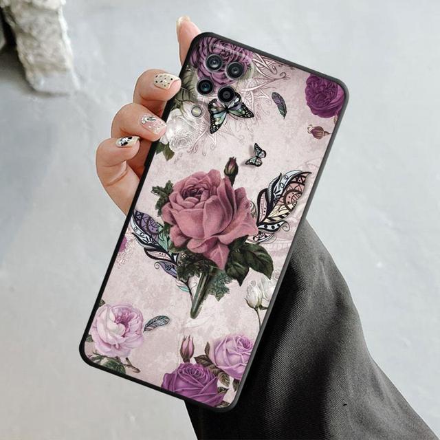 

Чехол для Samsung Galaxy A70 A70s A50 A30s A04s A20s A20e A02 A02s A03 A42 M52 M31 M04, блестящий эстетический чехол с бабочкой и розой Samsung A30