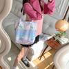 1 New Shoulder Floral Cotton Bag Pink Flower Sea Large Capacity Canvas Tote Handbag