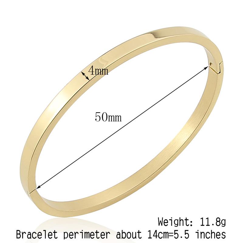 Fashion Stainless Steel Jewelry Oval Bangle for Woman Child Charm Bracelet Party Love Wedding Gift