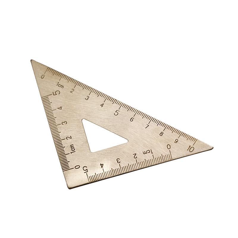 1PC Triangle Equilateral Semi-circular Brass Ruler Retro Metal Durable Office Stationery Angle Ruler Thickness 1mm