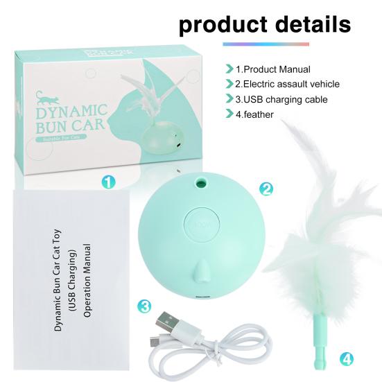 Cats Interactive Toy Automatic Intelligent Car USB Charging LED Indoor Kitten Toy