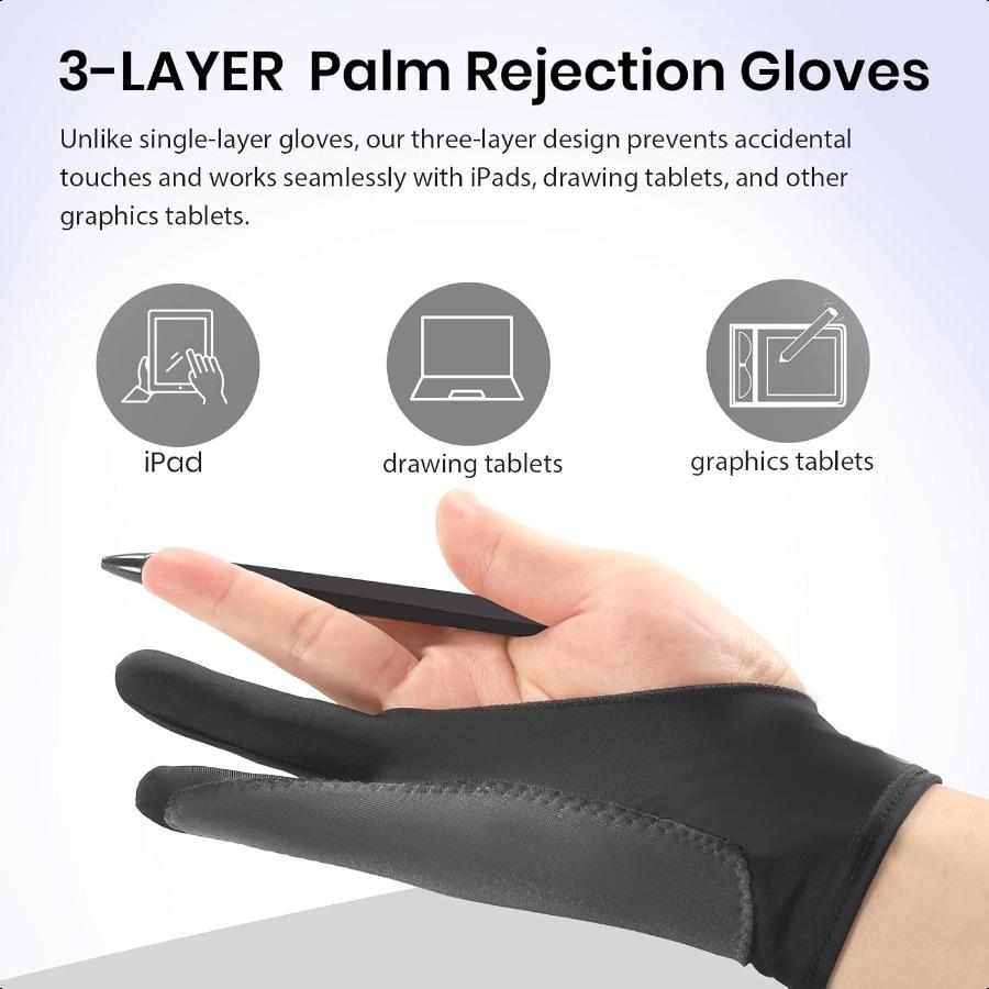 

Перчатка для цифрового рисования: Трехслойная перчатка художника с защитой от касаний ладонью для графического планшета, iPad, рисования на бумаге, эскизов. Подходит для левой и правой руки United States