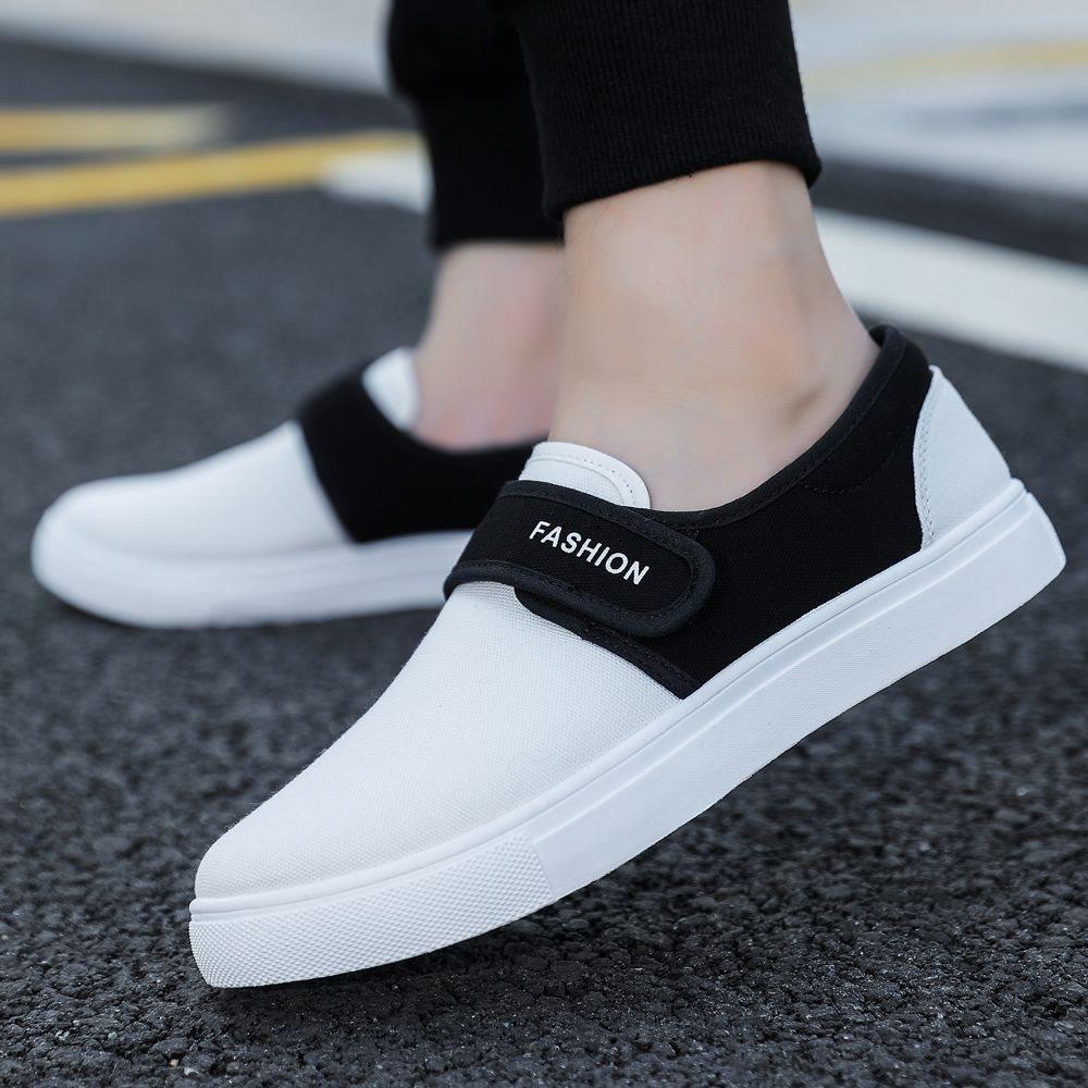 New Spring and Shoes Men's Canvas Student Pedal Sports and Leisure Large Size Magic Breathable Board Shoes Cloth Shoes