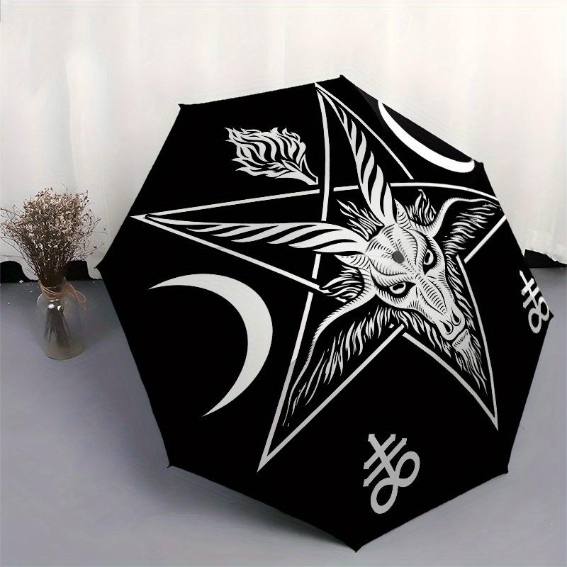 Devil's Sigil Baphomet Goat Pentagram T-Shirt Occult SymbolUmbrella, Portable 3-Fold Compact Umbrella,Christmas Gift ES501