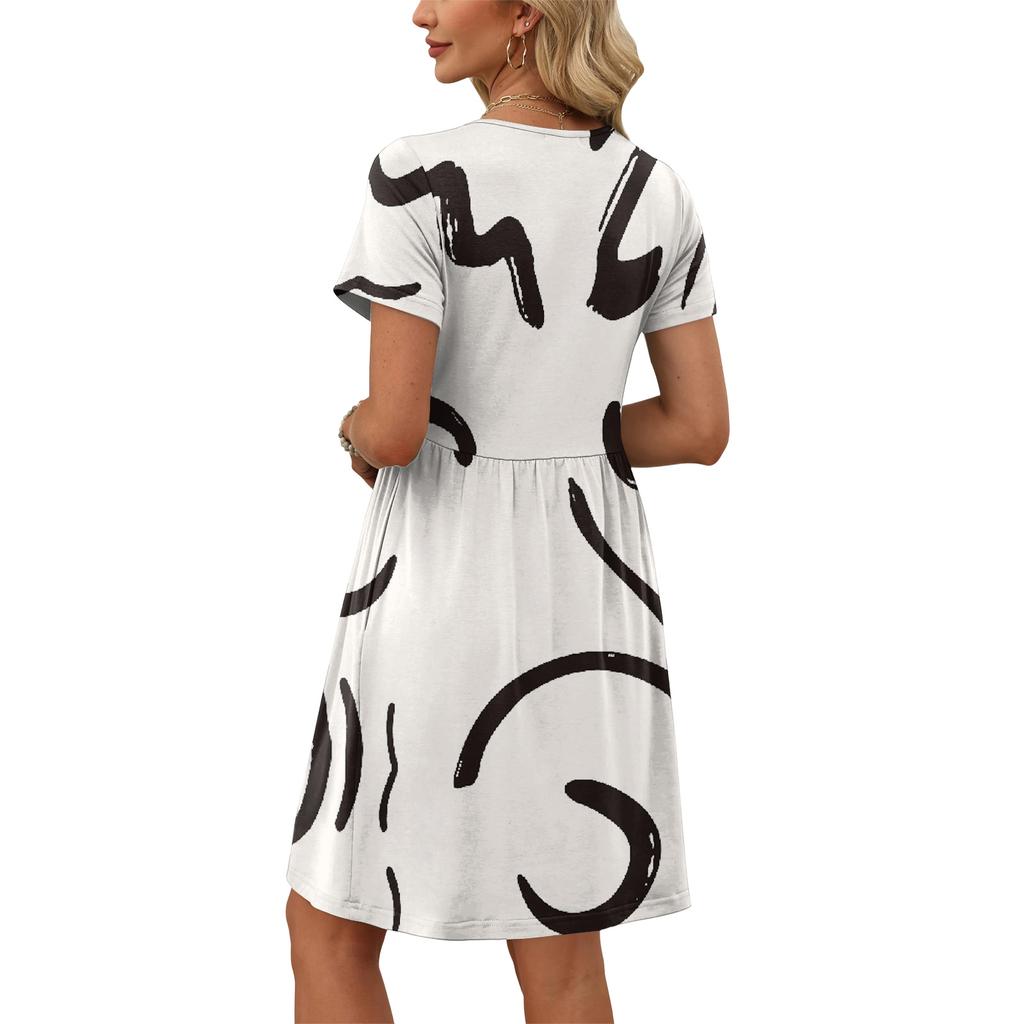 Dresses For Women Short Sleeve O Neck Casual Dresses Waist Maternity Dress With Pockets