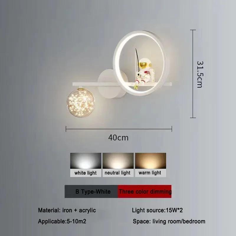 

Детская комната прикроватная лампа креативный астронавт светодиодный настенный светильник ночник космический декор гостиная спальня фон настенное освещение 3 Color light