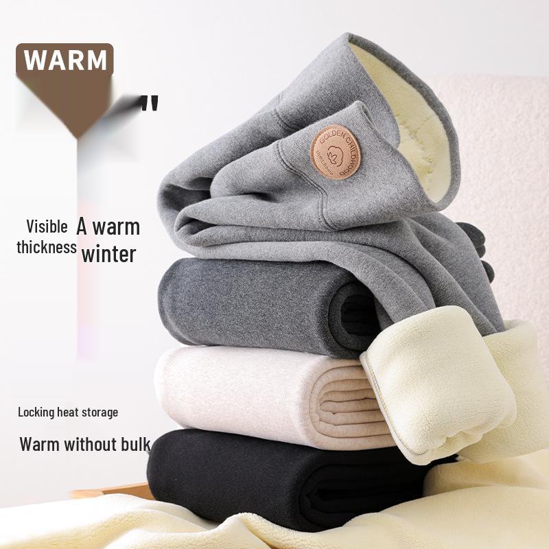 Women's Extra Thick Fleece-Lined Lambswool Pants – High Waist, Elastic, Warm Winter Layer