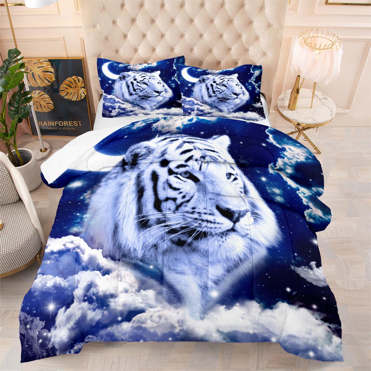 

Cloud Tiger Starry Sky Digital Printing Fat Quilt Set Home Textile Feather Silk Cotton Three-piece Set 172*218cm